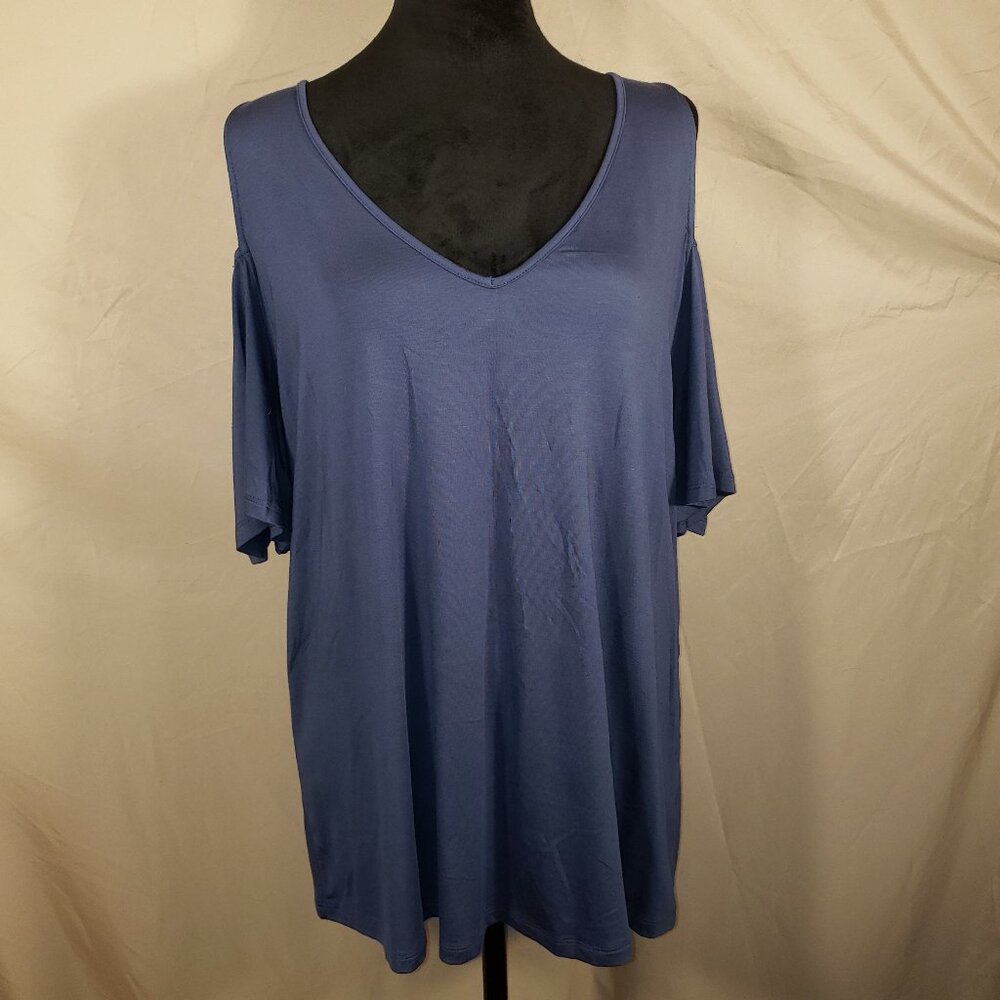 Women's Lane Bryant Blue Cold Shoulder Top, Size 18/20